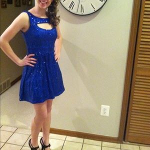 Bright blue sequin dress